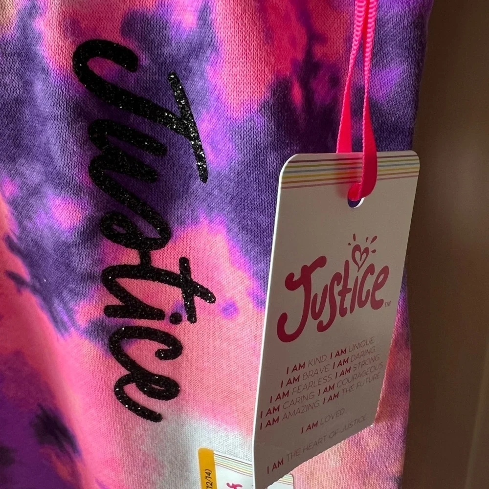 Justice Child's Pink Purple Tie Dye Sweatpants NWT L (12-14) #1490